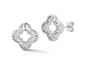 Sterling Statements Rhodium Over Sterling Silver Cubic Zirconia Open Clover Studs