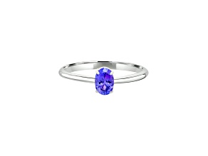14K White Gold Oval Tanzanite Ring 0.4Ctw