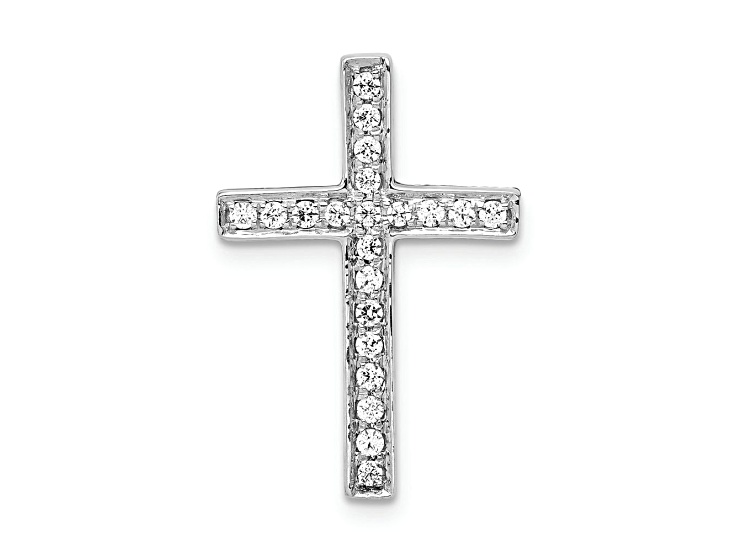 Rhodium Over 14k White Gold Diamond Cross Slide Pendant