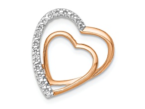 14k Two-tone Gold Diamond Double Heart Chain Slide Pendant