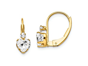 14k Yellow Gold Cubic Zirconia Heart Earrings