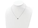 Rhodium Over Sterling Silver Polished and Beaded Cubic Zirconia Crown with 2-inch Extension Necklace