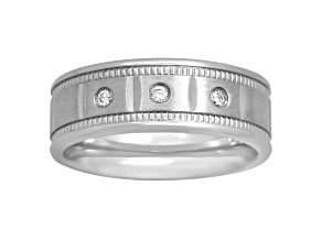 Stainless Steel Round White Diamond 8mm Band 0.10ctw