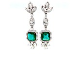 6.25 Ctw Emerald and 3.85 Ctw White Diamond Earring in 18K WG