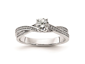 Picture of Rhodium Over 14K White Gold Diamond Round Criss-Cross Engagement Ring 0.51ctw