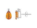 8x5mm Pear Shape Citrine with Diamond Accents 14k White Gold Stud Earrings