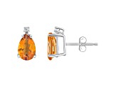 8x5mm Pear Shape Citrine with Diamond Accents 14k White Gold Stud Earrings