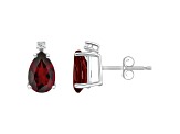 8x5mm Pear Shape Garnet with Diamond Accents 14k White Gold Stud Earrings