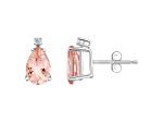 8x5mm Pear Shape Morganite with Diamond Accents 14k White Gold Stud Earrings