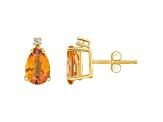 8x5mm Pear Shape Citrine with Diamond Accents 14k Yellow Gold Stud Earrings