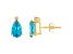 8x5mm Pear Shape Blue Topaz with Diamond Accents 14k Yellow Gold Stud Earrings