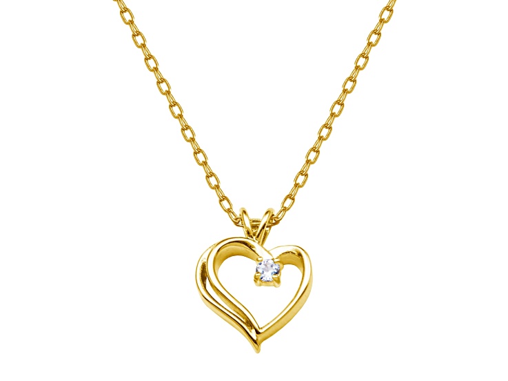 White Topaz 14k Yellow Gold Over Brass Pendant with Chain 0.13ctw