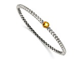 Sterling Silver with 14K Gold Over Sterling Silver Accent Oxidized 6mm Citrine Hinged Bangle