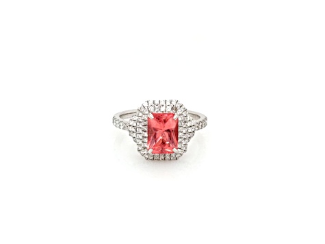 1.78 Cts Rhodochrosite and 0.58 Cts White Diamond Ring in 14K WG