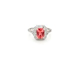 1.78 Cts Rhodochrosite and 0.58 Cts White Diamond Ring in 14K WG