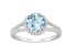 7mm Round Aquamarine 1/4 ctw Diamond Rhodium Over Sterling Silver Halo Ring