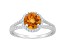 7mm Round Citrine 1/4 ctw Diamond Rhodium Over Sterling Silver Halo Ring