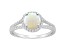 7mm Round Opal 1/4 ctw Diamond Rhodium Over Sterling Silver Halo Ring