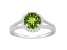 7mm Round Peridot 1/4 ctw Diamond Rhodium Over Sterling Silver Halo Ring