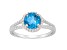 7mm Round Blue Topaz 1/4 ctw Diamond Rhodium Over Sterling Silver Halo Ring