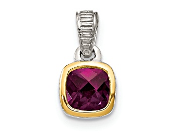 Picture of Rhodium Over Sterling Silver with 14k Accent Rhodolite Garnet Pendant