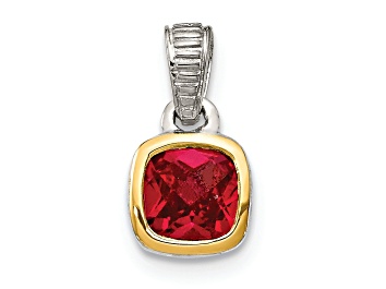Picture of Rhodium Over Sterling Silver with 14k Accent Created Ruby Pendant