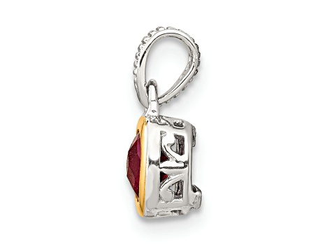 Rhodium Over Sterling Silver with 14k Accent Lab Created Ruby Pendant