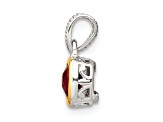 Rhodium Over Sterling Silver with 14k Accent Created Ruby Pendant