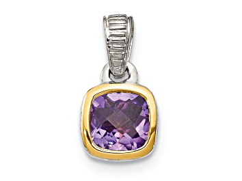 Picture of Rhodium Over Sterling Silver with 14k Accent Amethyst Pendant