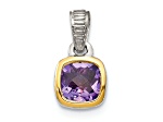 Rhodium Over Sterling Silver with 14k Accent Amethyst Pendant