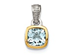 Rhodium Over Sterling Silver with 14k Accent Aquamarine Pendant