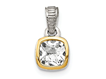 Picture of Rhodium Over Sterling Silver with 14k Accent White Topaz Pendant