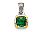 Rhodium Over Sterling Silver with 14k Accent Created Emerald Pendant