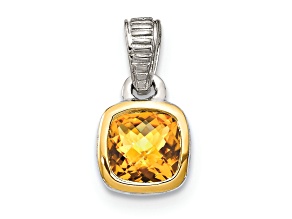 Rhodium Over Sterling Silver with 14k Accent Citrine Pendant