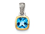 Rhodium Over Sterling Silver with 14k Accent Light Swiss Blue Topaz Pendant