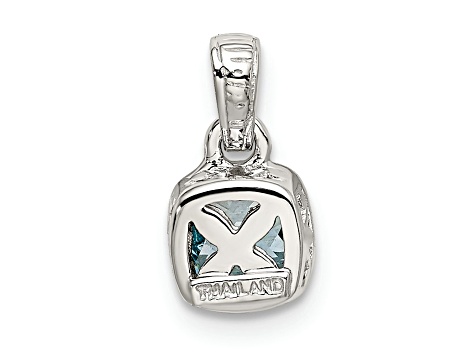 Rhodium Over Sterling Silver with 14k Accent Light Swiss Blue Topaz Pendant