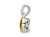 Rhodium Over Sterling Silver with 14k Accent Peridot Pendant