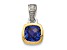 Rhodium Over Sterling Silver with 14k Accent Created Sapphire Pendant