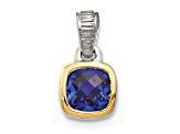 Rhodium Over Sterling Silver with 14k Accent Lab Created Sapphire Pendant