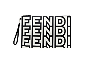 Fendi by Marc Jacobs Roma Black White Large Leather Clutch