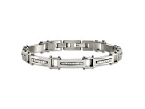 White Cubic Zirconia Stainless Steel Men's Bracelet