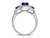 Rhodium Over Sterling Silver Polished Fancy Blue/Purple/White Cubic Zirconia Ring