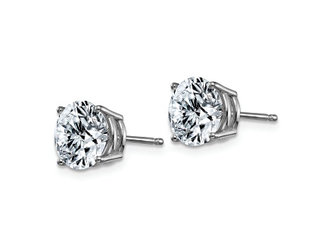 Rhodium Over 14K White Gold 3ct. 7.5mm Round J-K Color Moissanite Earrings