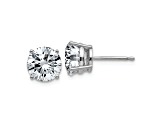 Rhodium Over 14K White Gold 3ct. 7.5mm Round J-K Color Moissanite Earrings