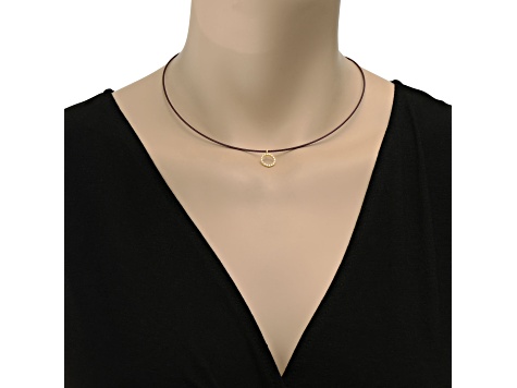 Diamond Stainless Steel and 18K Yellow Gold Cable Choker Necklace