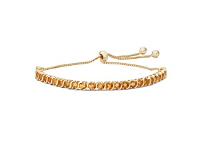 Round Citrine 14K Yellow Gold Over Sterling Silver Bolo Bracelet 0.81ctw