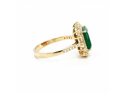 2.94 Ctw Emerald and 0.40 Ctw White Diamond Ring in 14K YG