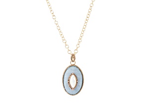 Barse Jewelry Blue Denim Dreams White Mother of Pearl Golden Pendant Necklace