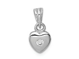 Rhodium Over Sterling Silver Polished Cubic Zirconia Heart Children's Pendant