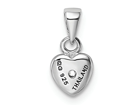 Rhodium Over Sterling Silver Polished Cubic Zirconia Heart Children's Pendant